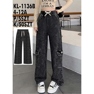 Spodnie dziewczęce z szerokimi nogawkami (4-12)