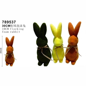 Dekoracje wielkanocne - Króliczek z pianki flokującej 30cm