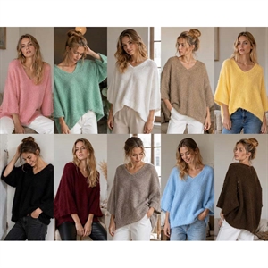 Sweter damski z dekoltem w serek