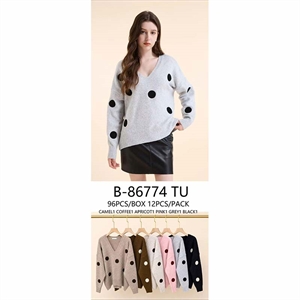 Sweter damski z dekoltem w serek