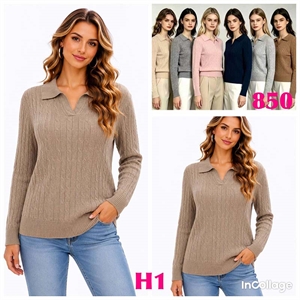Sweter damski z dekoltem w serek  L/XL-2XL/3XL