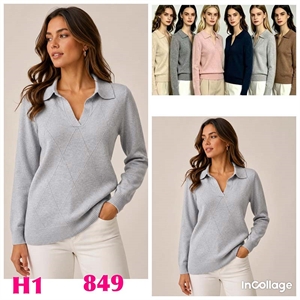 Sweter damski z dekoltem w serek  L/XL-2XL/3XL