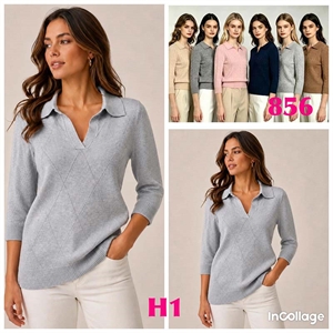Sweter damski z dekoltem w serek  L/XL-2XL/3XL