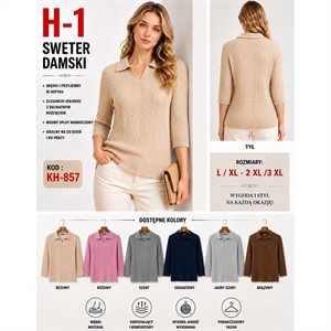 Sweter damski z dekoltem w serek  L/XL-2XL/3XL