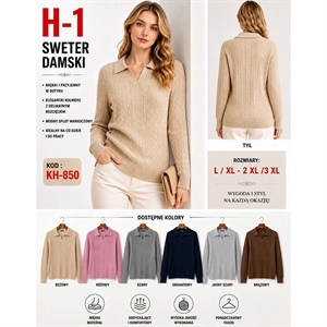 Sweter damski z dekoltem w serek  L/XL-2XL/3XL
