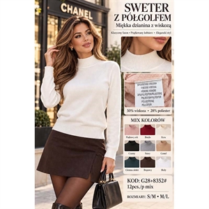 Sweter damski z półgolfem  S/M-M/L