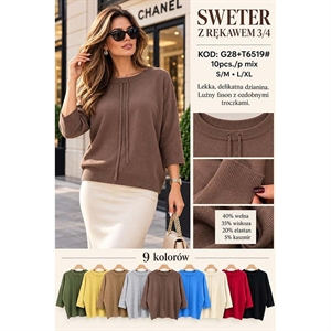 Sweter damski okrągły  S/M-L/XL