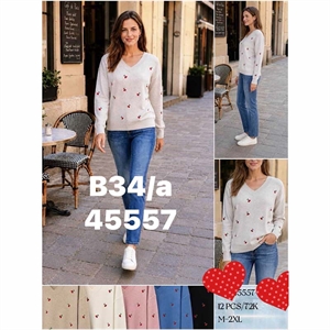 Sweter damski z dekoltem w serek  M-2XL