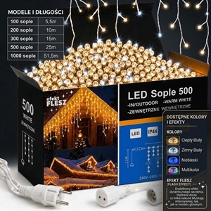Lampki sople 300LED, 14,5M