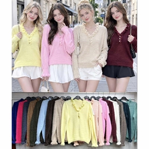 Sweter damski z dekoltem w serek