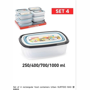 Zestaw 4 prostokątnych pojemników na żywność Urban Surtido Bag