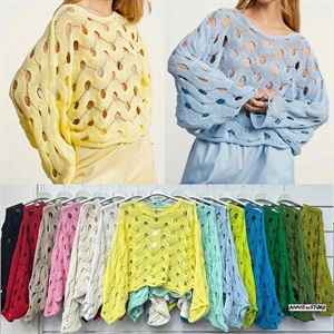 Ażurowy sweter damski okrągły