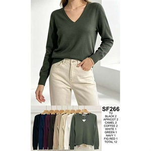 Sweter damski z dekoltem w serek