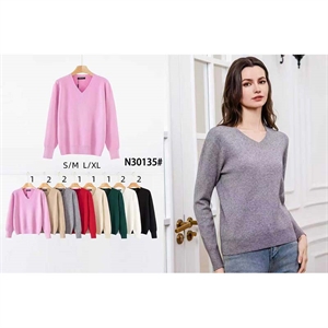 Sweter damski z dekoltem w serek  S/M-L/XL