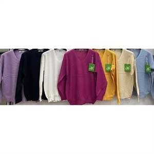 Sweter damski z dekoltem w serek