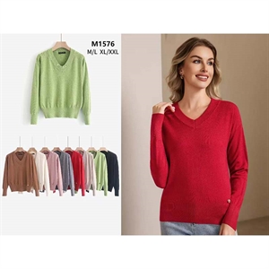 Sweter damski z dekoltem w serek  M/L-XL/2XL