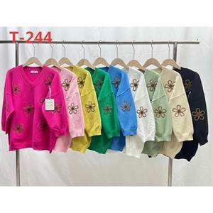 Sweter damski z dekoltem w serek