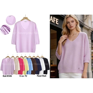 Sweter damski z dekoltem w serek