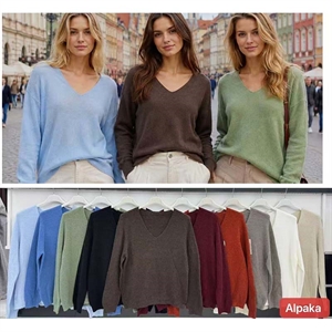Sweter damski z dekoltem w serek
