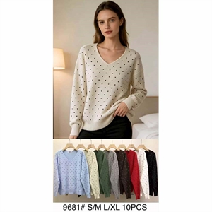 Sweter damski z dekoltem w serek  S/M-L/XL