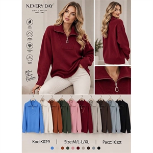Sweter damski na pół suwak  M/L-L/XL
