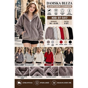 Bluza damska rozpinana na zamek z kapturem  M/L-XL/2XL