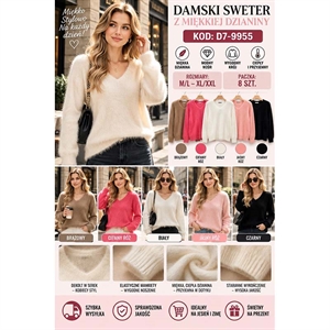 Sweter damski z dekoltem w serek  M/L-XL/2XL