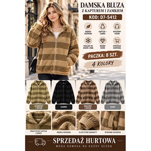 Bluza damska rozpinana na zamek z kapturem