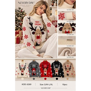 Sweter świąteczny z golfem  S/M-L/XL