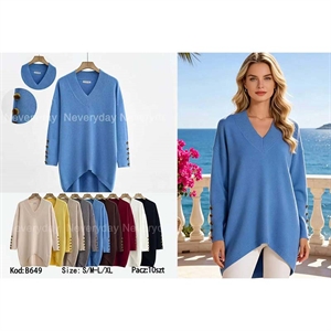 Sweter damski z dekoltem w serek  S/M-L/XL