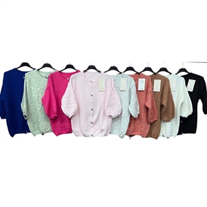 Sweter damski z krótkim rękawem na guziki - Produkt Włoski