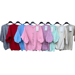 Sweter damski z krótkim rękawem na guziki - Produkt Włoski