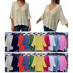 Sweter damski z dekoltem w serek