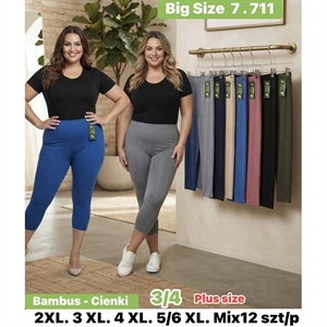 Legginsy cienkie bambusowe damskie 3/4  2XL-5/6XL
