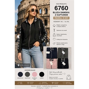 Bluza damska rozpinana na zamek z kapturem  M/L-XL/2XL