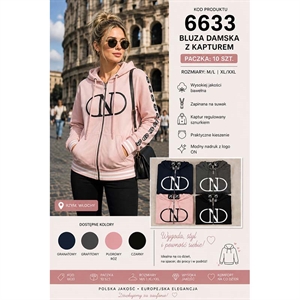 Bluza damska rozpinana na zamek z kapturem  M/L-XL/2XL