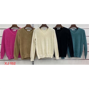 Sweter damski z dekoltem w serek