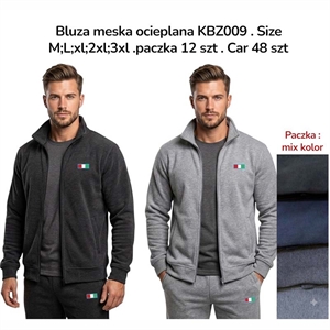 Bluza męska ocieplana bez kaptura  M-3XL