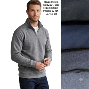 Bluza męska ocieplana na pół suwak  M-3XL