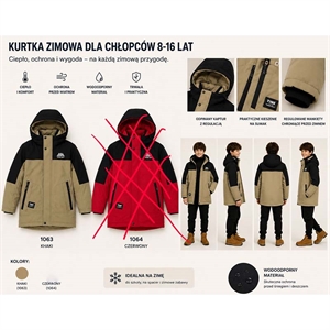 Kurtka zimowa chłopięca  8-16 lat