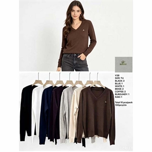 Sweter damski z dekoltem w serek