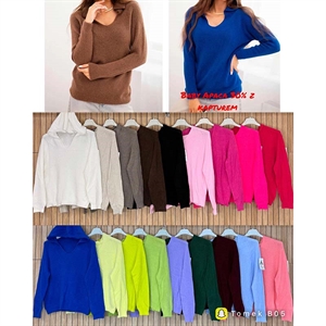 Sweter damski z dekoltem w serek