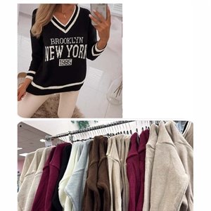 Sweter damski z dekoltem w serek