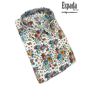 Koszula męska we wzór krótki rękaw krój slim fit produkt Turecki  M-2XL