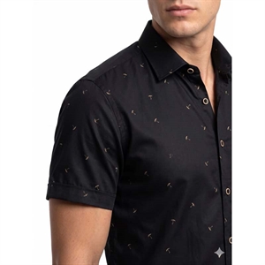 Koszula męska we wzór krótki rękaw krój slim fit produkt Turecki  M-2XL