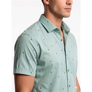 Koszula męska we wzór krótki rękaw krój slim fit produkt Turecki  M-2XL