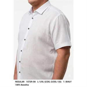 Koszula męska a la len na kołnierzyk krój regular produkt Turecki  L-3XL