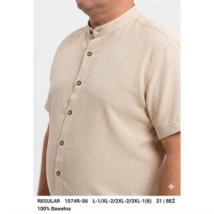 Koszula męska a la len na stójce krój regular produkt Turecki  L-3XL