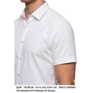 Koszula męska we wzór na krótki rękaw krój slim fit produkt Turecki  M-2XL