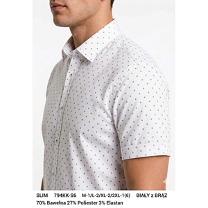Koszula męska we wzór na krótki rękaw krój slim fit produkt Turecki  M-2XL